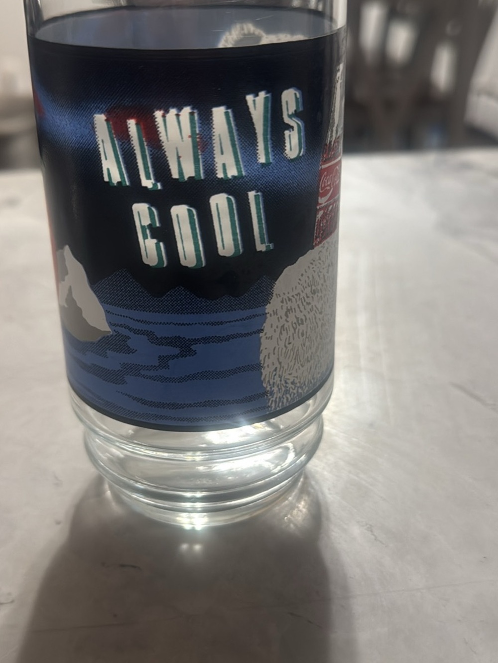 Coca Cola Blue and White Polar Bear Glass with Red Bottle Accent - Picture 2 of 3